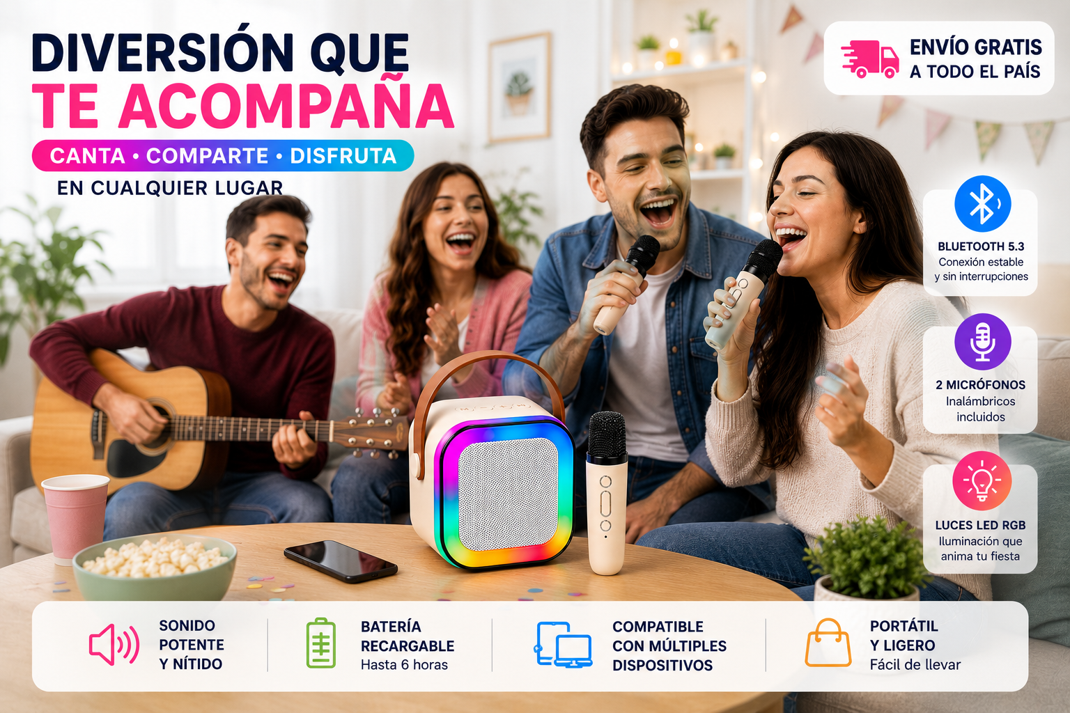 MINI PARLANTE CON MICROFONO USB RGB
