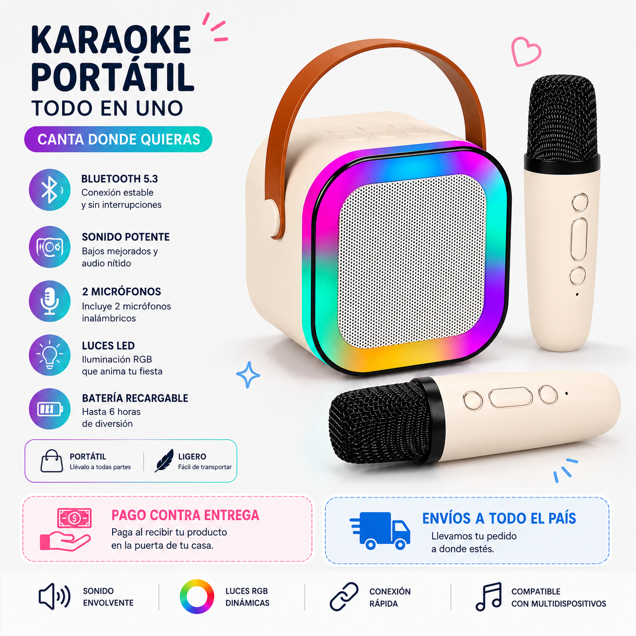 MINI PARLANTE CON MICROFONO USB RGB