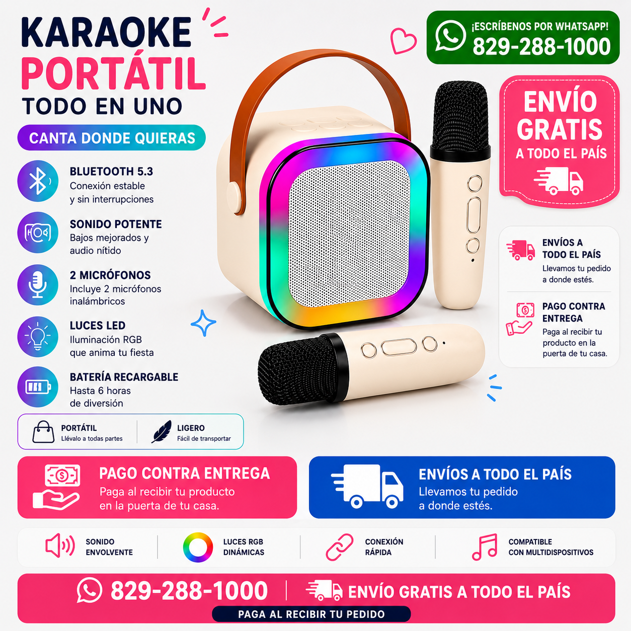 MINI PARLANTE CON MICROFONO USB RGB