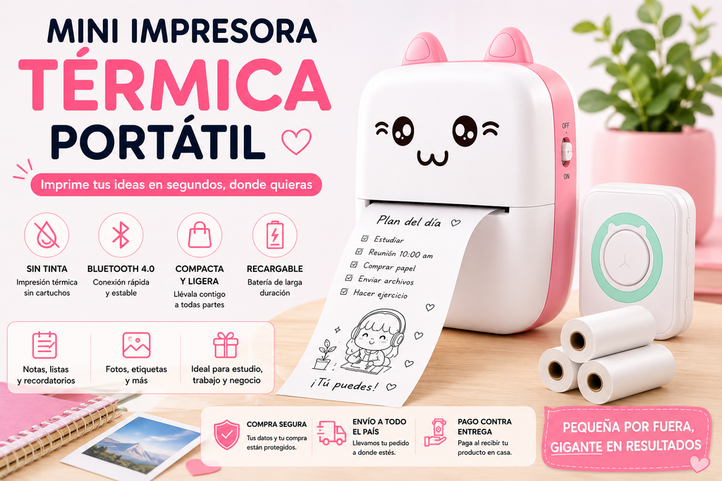 MINI IMPRESORA PORTARIL ROSADA
